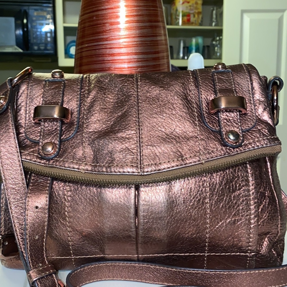 Used MAKOWSKY Metallic Copper flap/magnetic closure bag